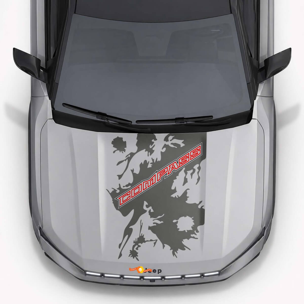 Autocollants en vinyle style éclaboussures de boue pour capot Jeep Compass 2026