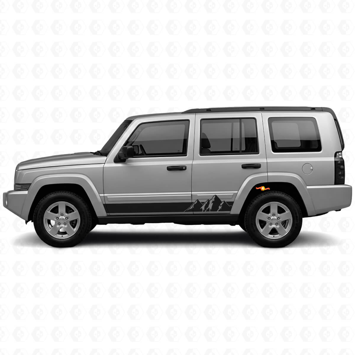 Autocollant latéral en vinyle à larges rayures montagnes pour Jeep Commander 2006-2010