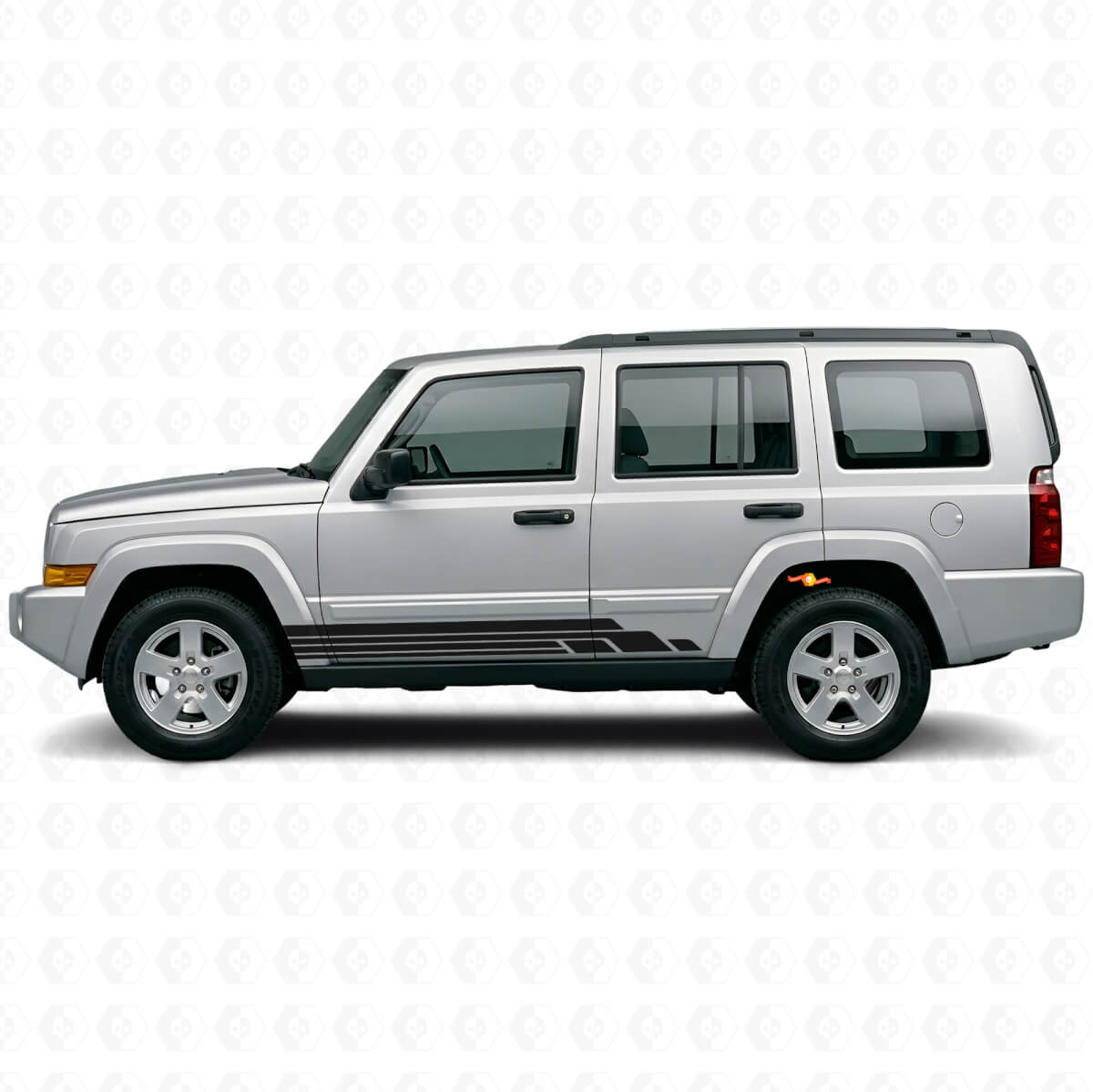 Kit d'autocollants latéraux en vinyle avec bandes incurvées pour Jeep Commander 2006-2010