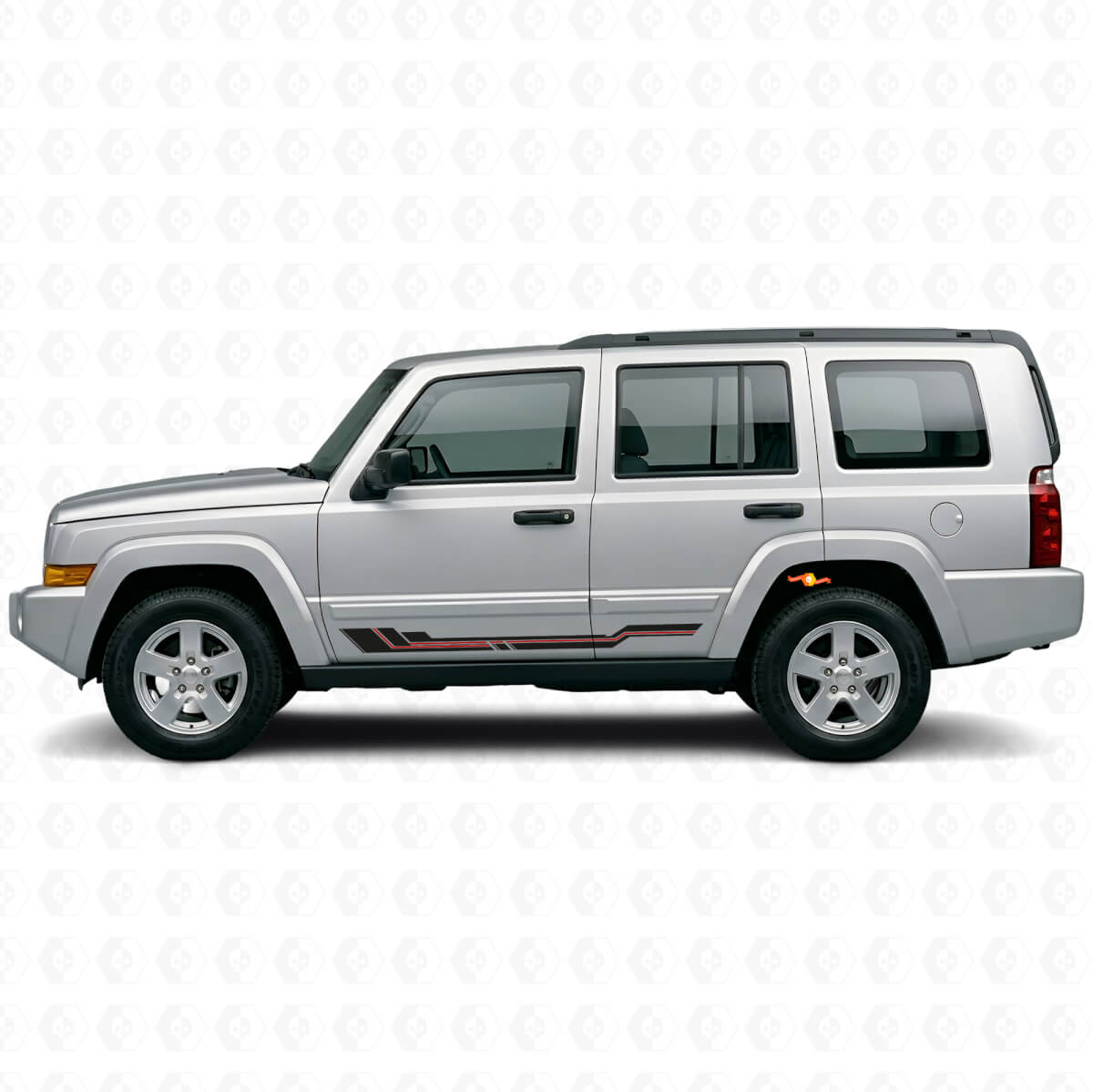 Autocollant en vinyle courbe pour bas de caisse Jeep Commander 2006-2010