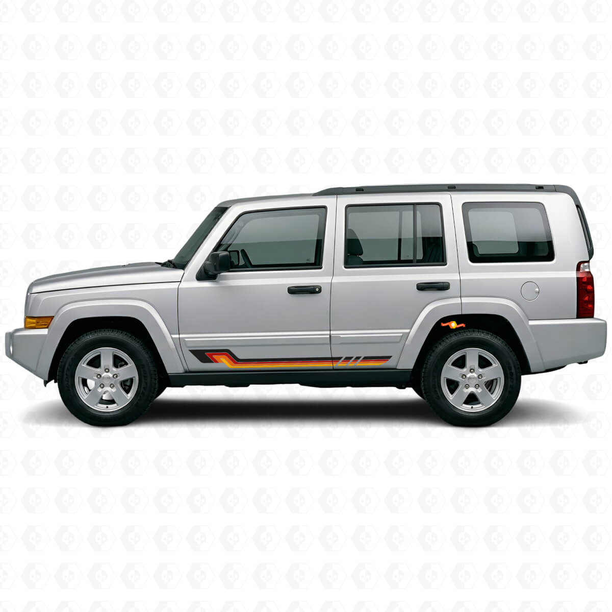 Autocollant en vinyle de style vintage avec bandes latérales pour Jeep Commander 2006-2010