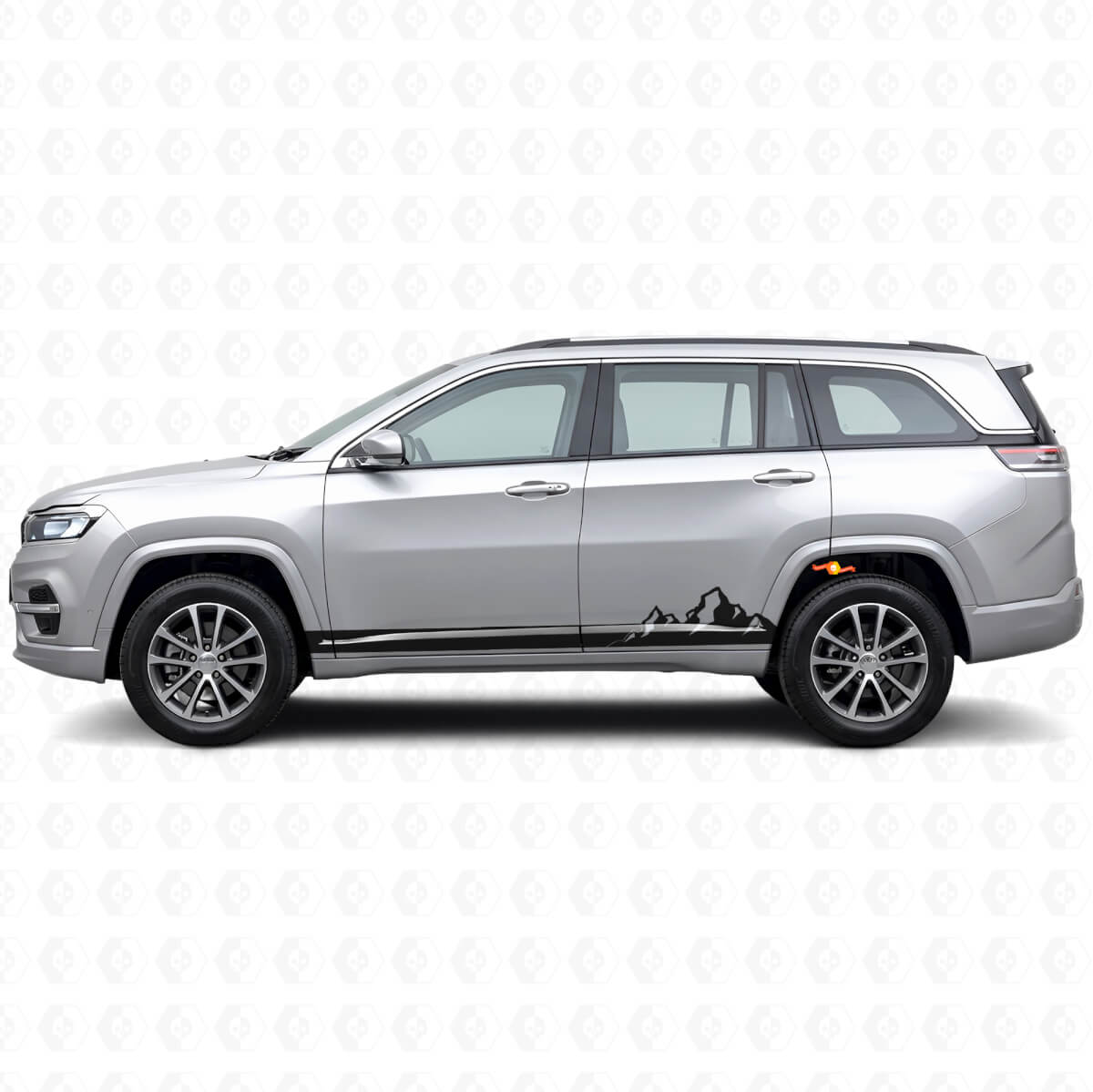 Autocollant Latéral Vinyle Rayures Fines Montagnes pour Jeep Commander Meridian 2021+