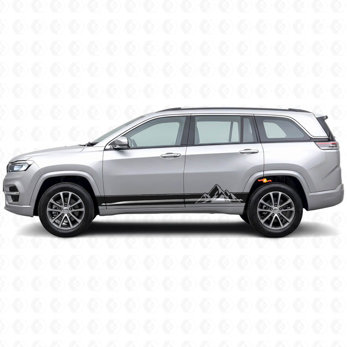 Autocollant latéral en vinyle style montagnes pour Jeep Commander Meridian 2021