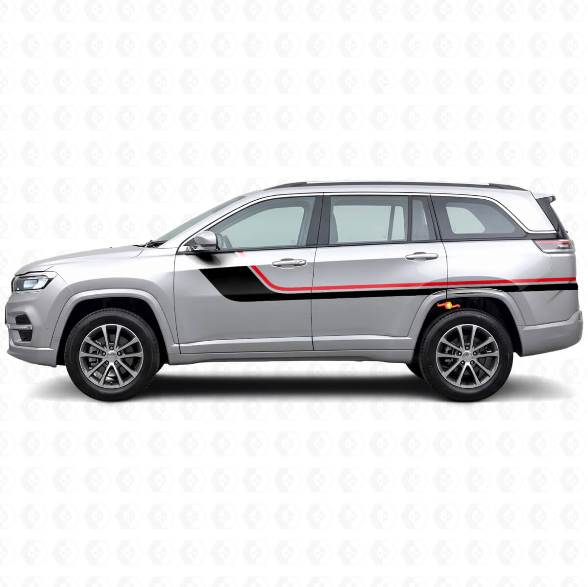 Autocollant vinyle latéral à deux bandes pour Jeep Commander Meridian 2021+