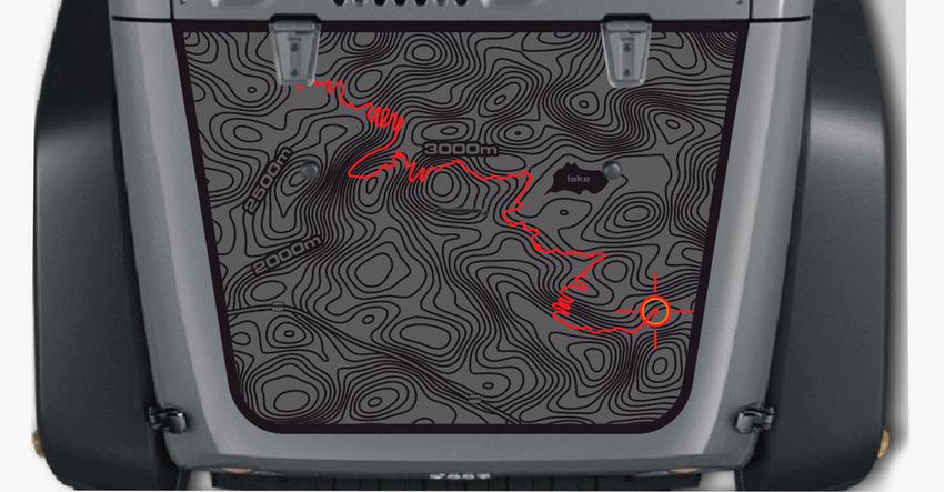Jeep Wrangler Blackout NOIR carte voyage d'aventure Vinyl Hood Sticker Decal TJ LJ JK Unlimited
