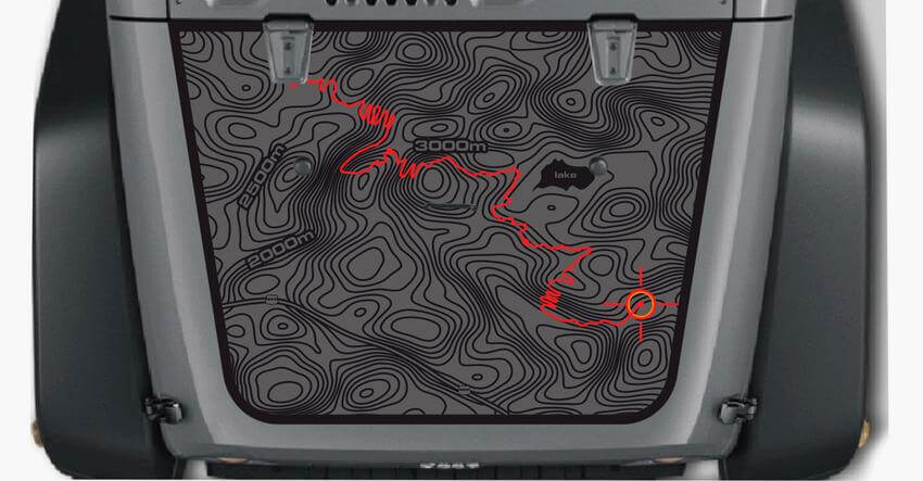 Autocollant en vinyle de carte topographique pour capot Jeep Wrangler TJ LJ JK Unlimited