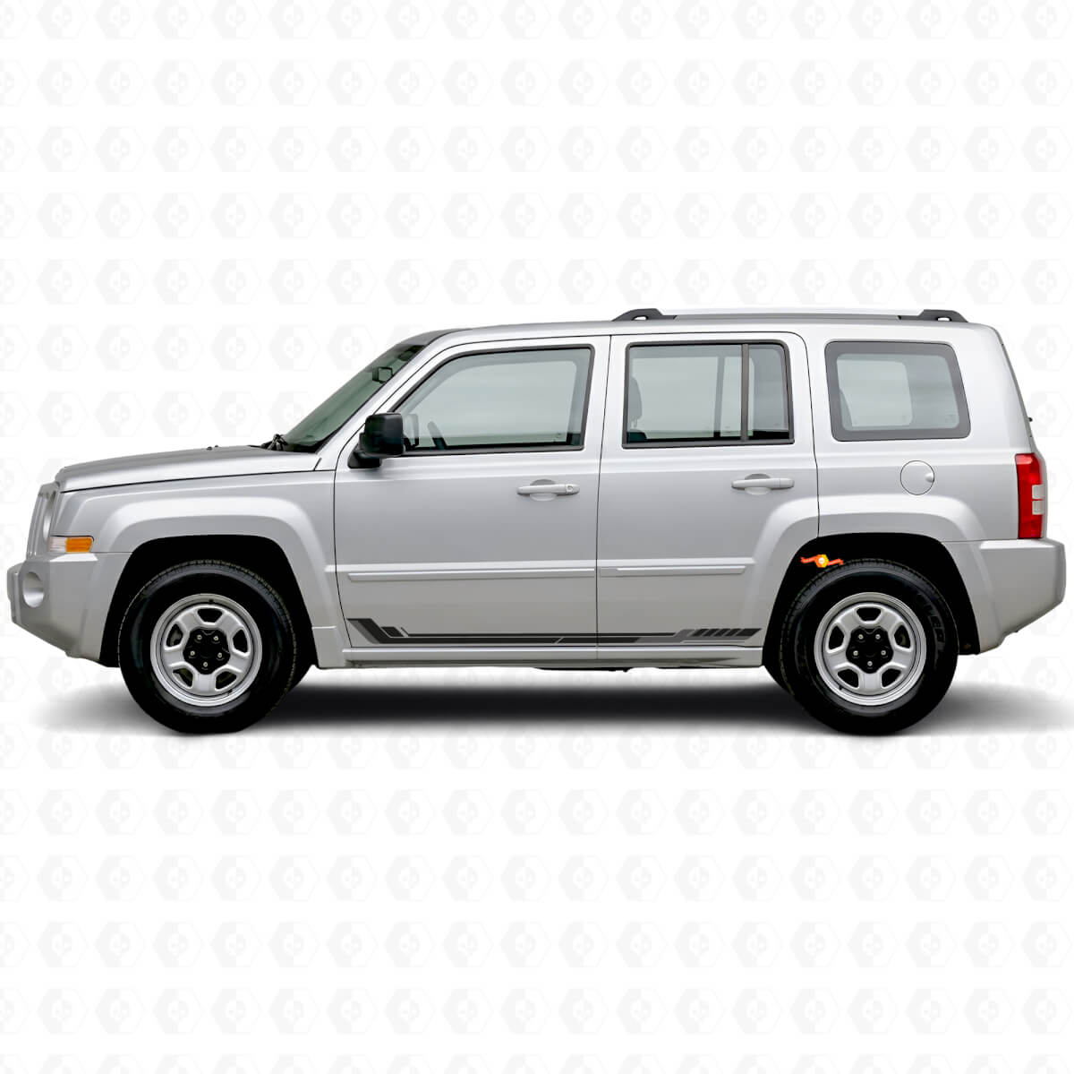 Autocollant vinyle bandes latérales style course pour Jeep Patriot 2007-2017