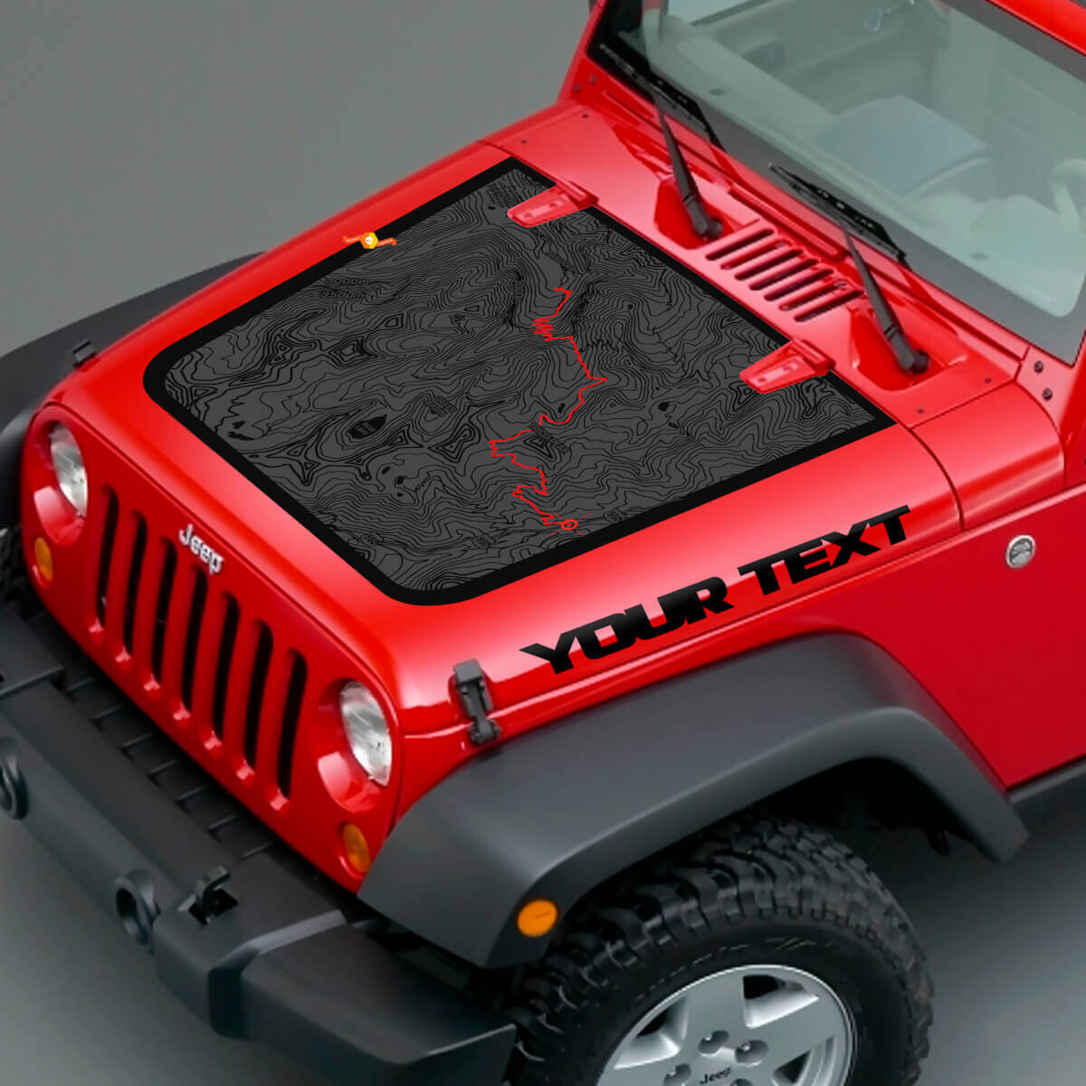 Carte topographique & autocollant vinyle personnalisé pour capot Jeep Wrangler