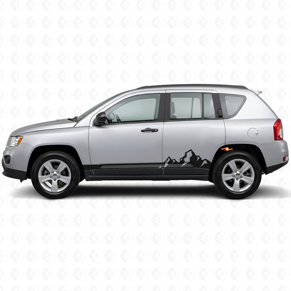Autocollant Latéral Vinyle à Rayures Fines Montagnes pour Jeep Compass 2007-2016