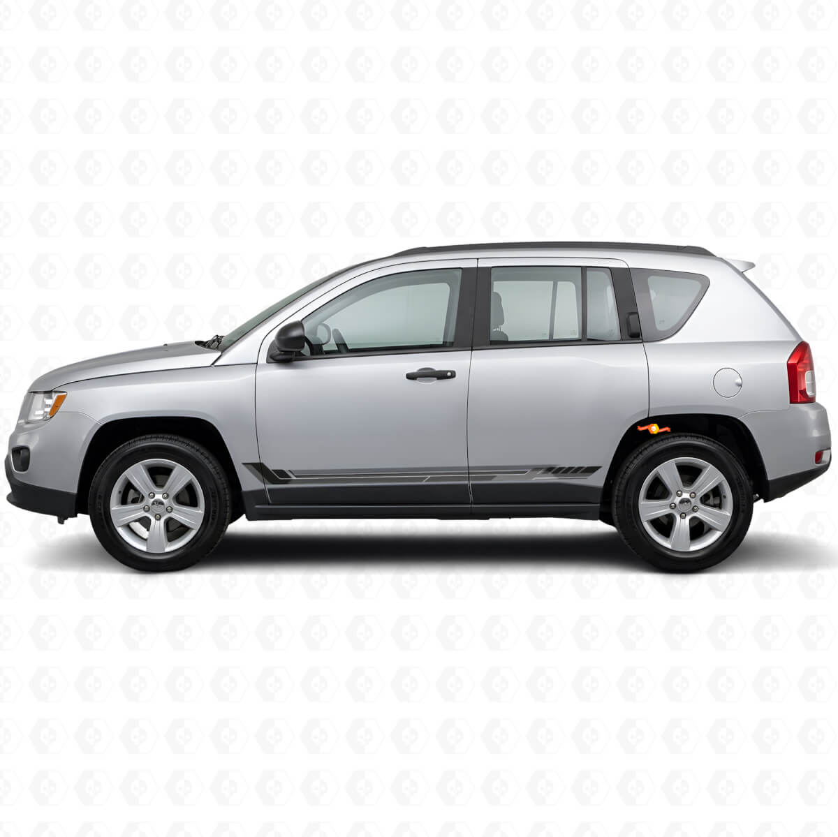 Autocollant vinyle bandes latérales style course pour Jeep Compass 2007-2016