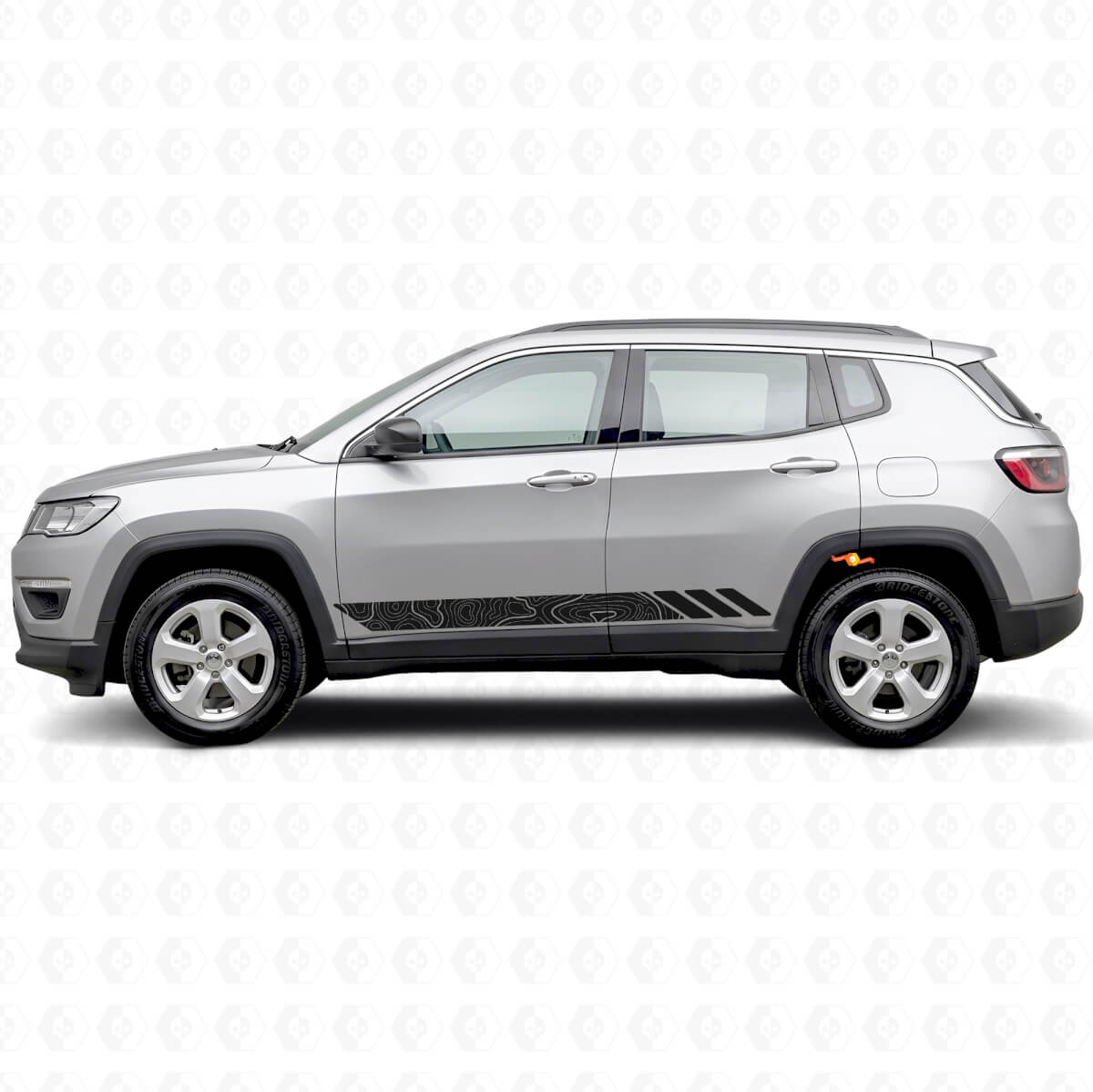 Autocollant latéral en vinyle à rayures style topographique pour Jeep Compass 2016+