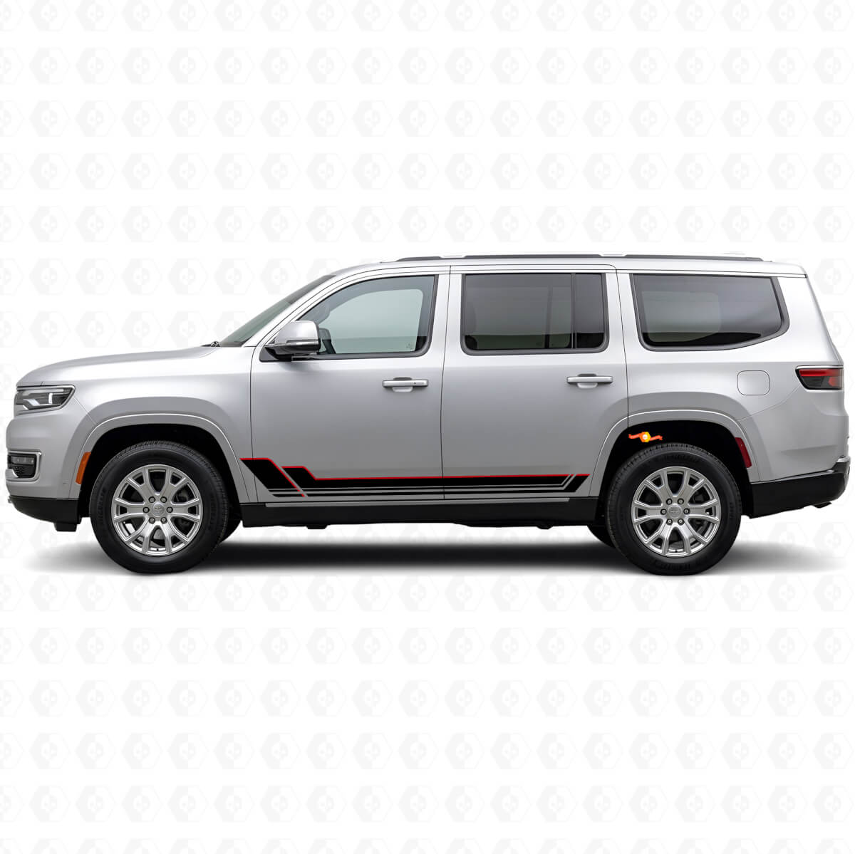 Autocollant Vinyle à Bandes Jumelles pour Bas de Caisse Jeep Wagoneer 2022+