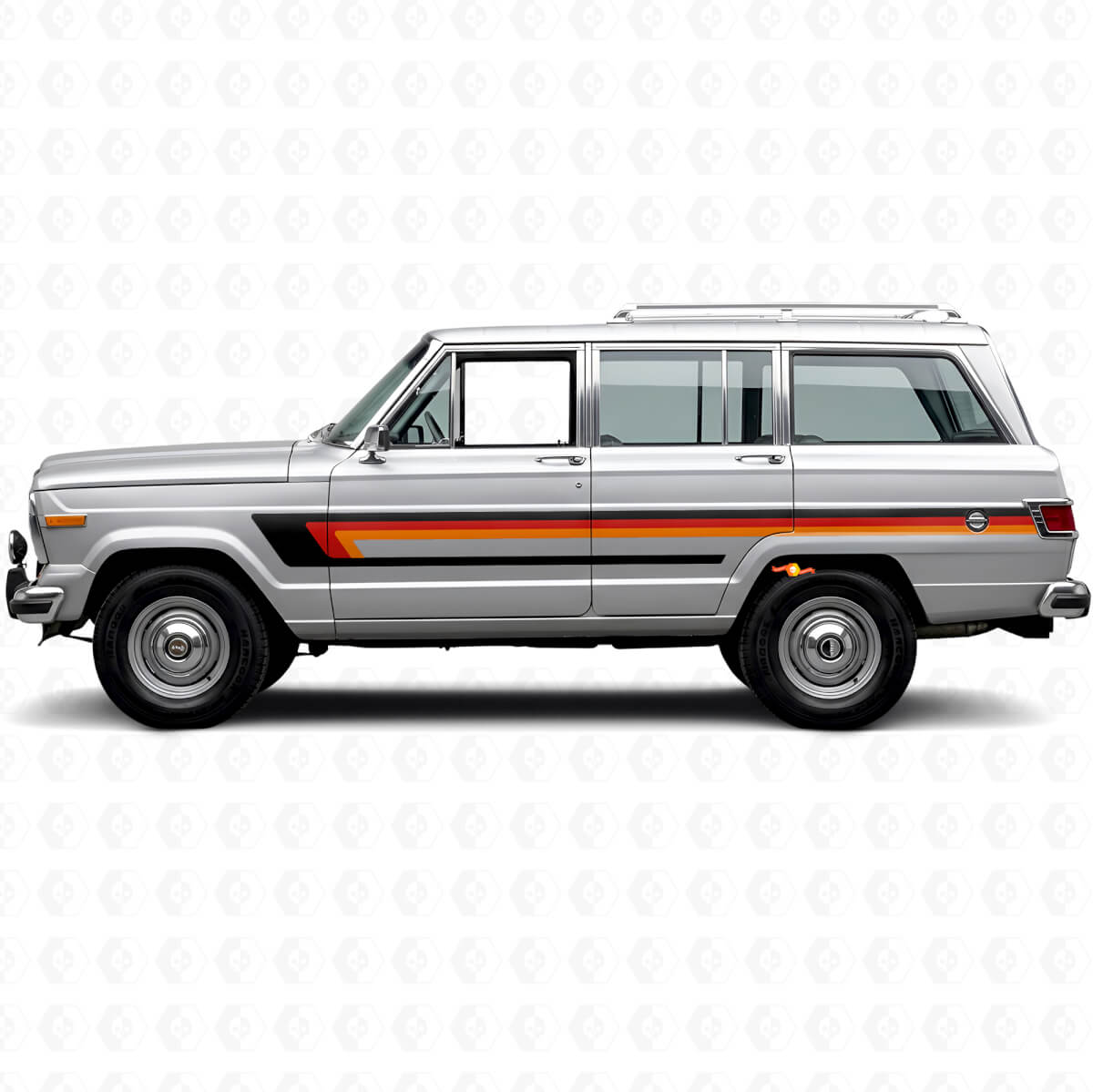 Autocollant Vinyle Bandes Triples Latéral de Porte pour Jeep Wagoneer 1963-1991