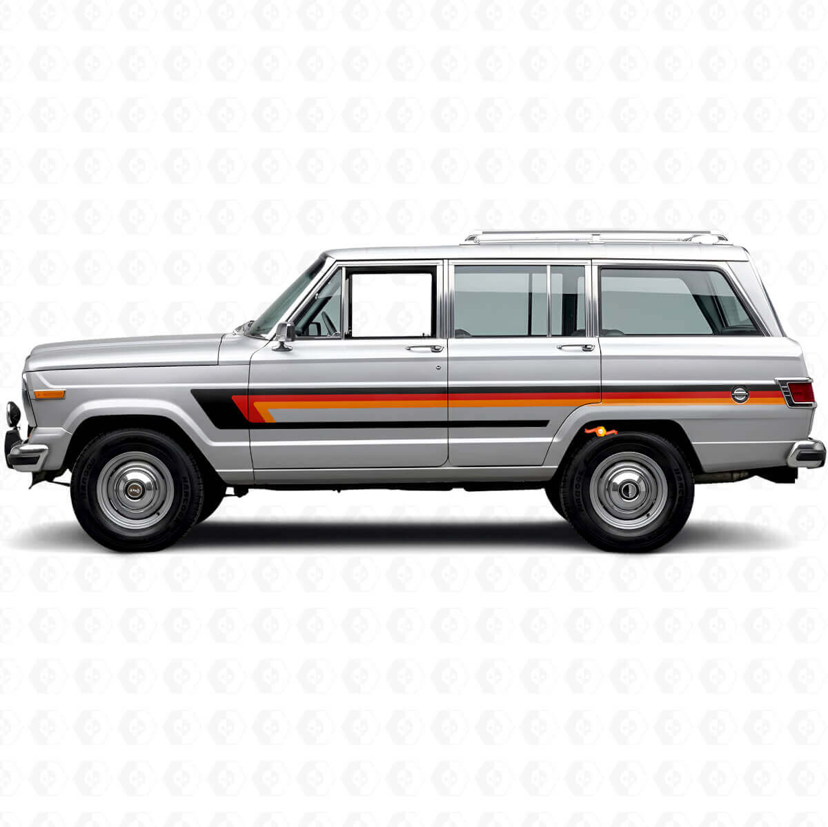 Autocollant Vinyle Bandes Triples Latéral de Porte pour Jeep Wagoneer 1963-1991