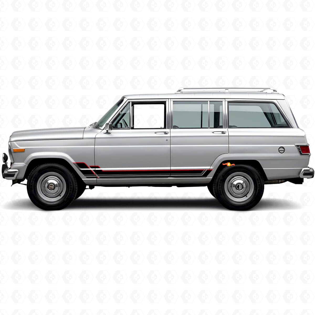 Autocollant en vinyle à bandes jumelles pour bas de caisse Jeep Wagoneer 1963-1991