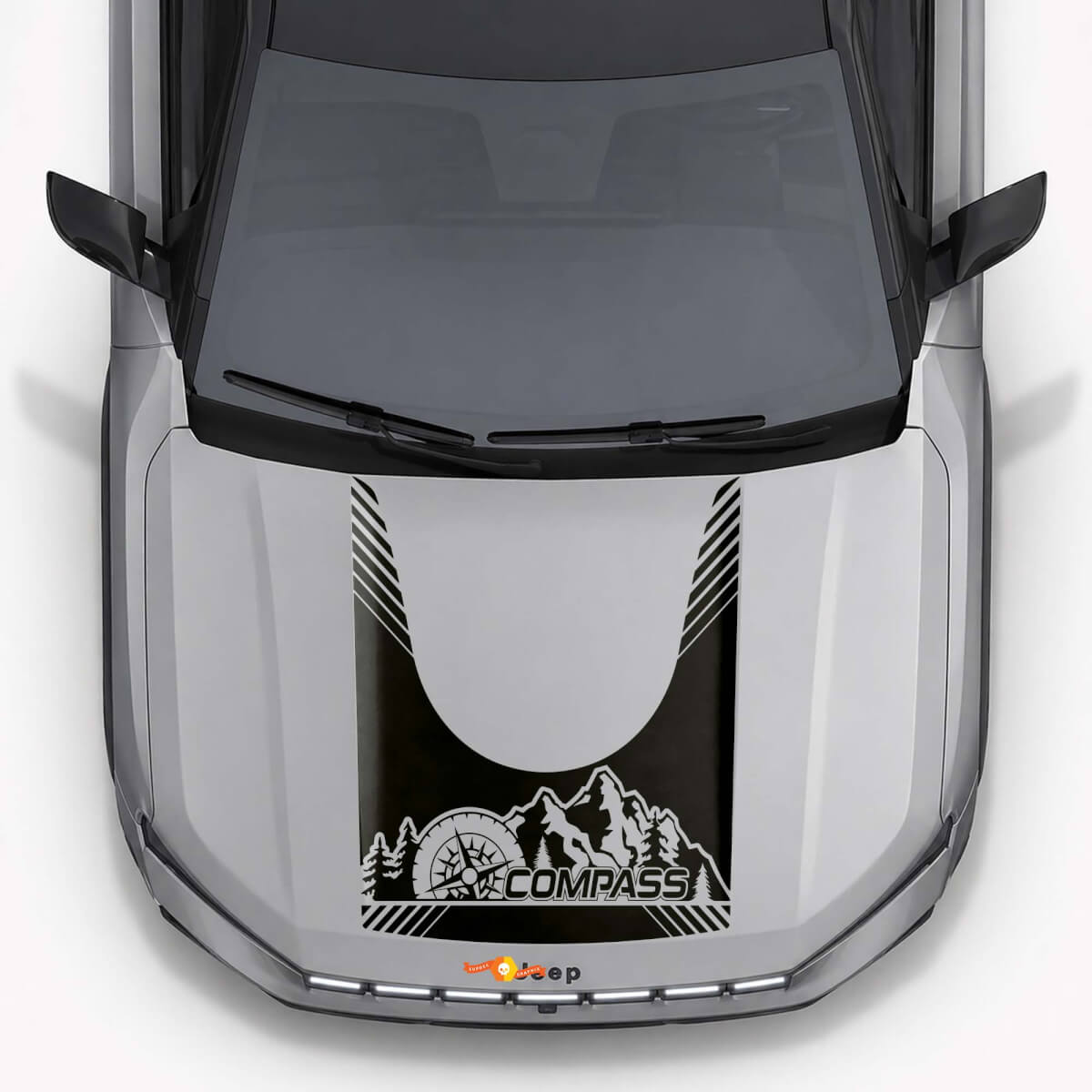 Autocollant en vinyle style montagnes Compass pour capot Jeep Compass 2026