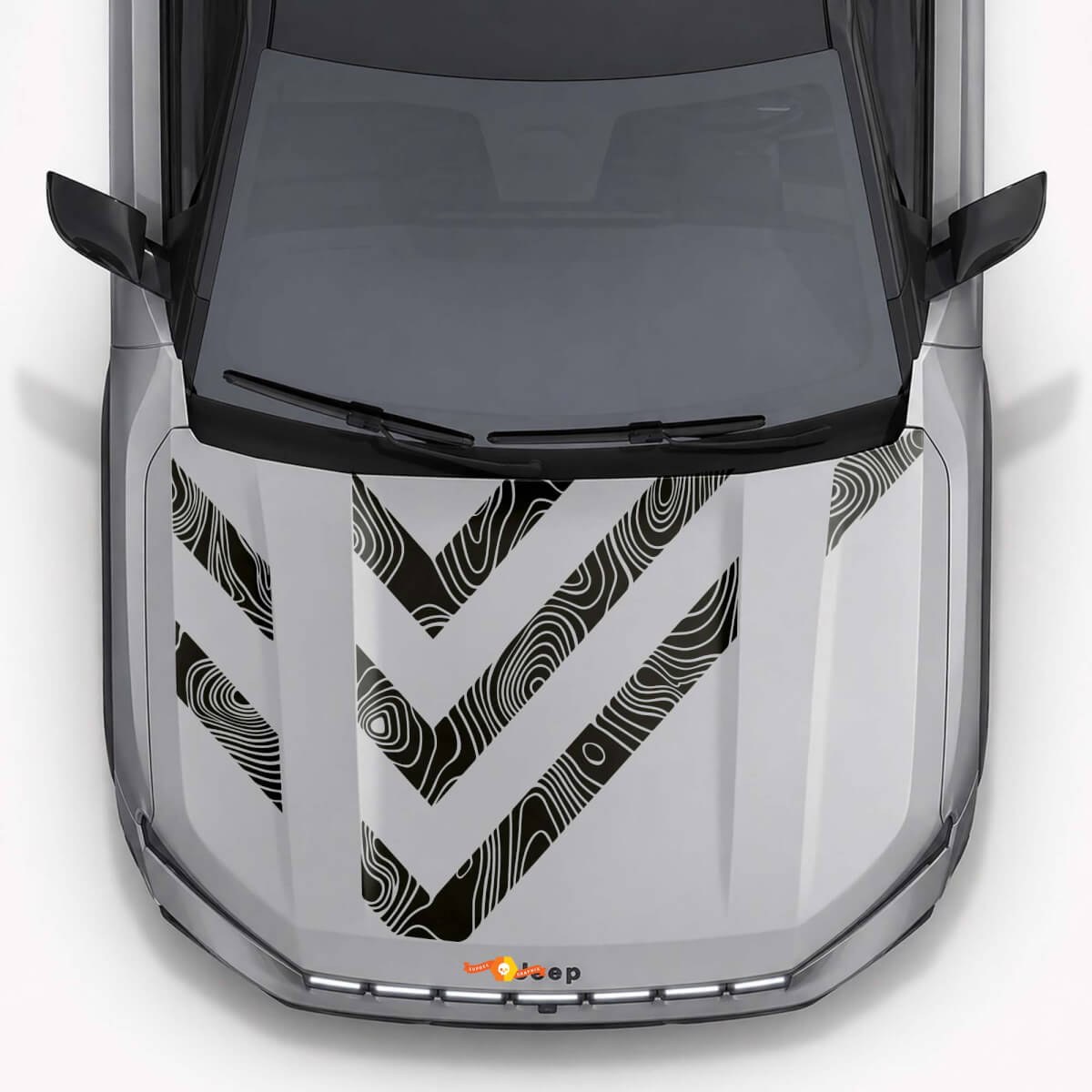 Autocollant vinyle bandes capot style topographique pour Jeep Compass 2026