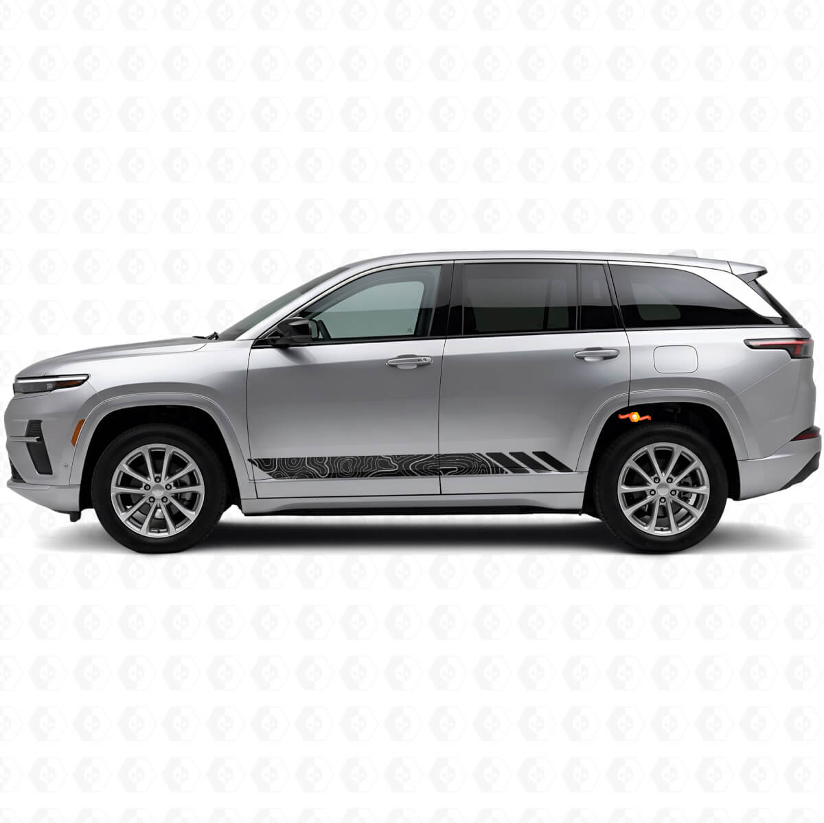 Autocollant Latéral en Vinyle Style Topographique pour Jeep Wagoneer S 2024+