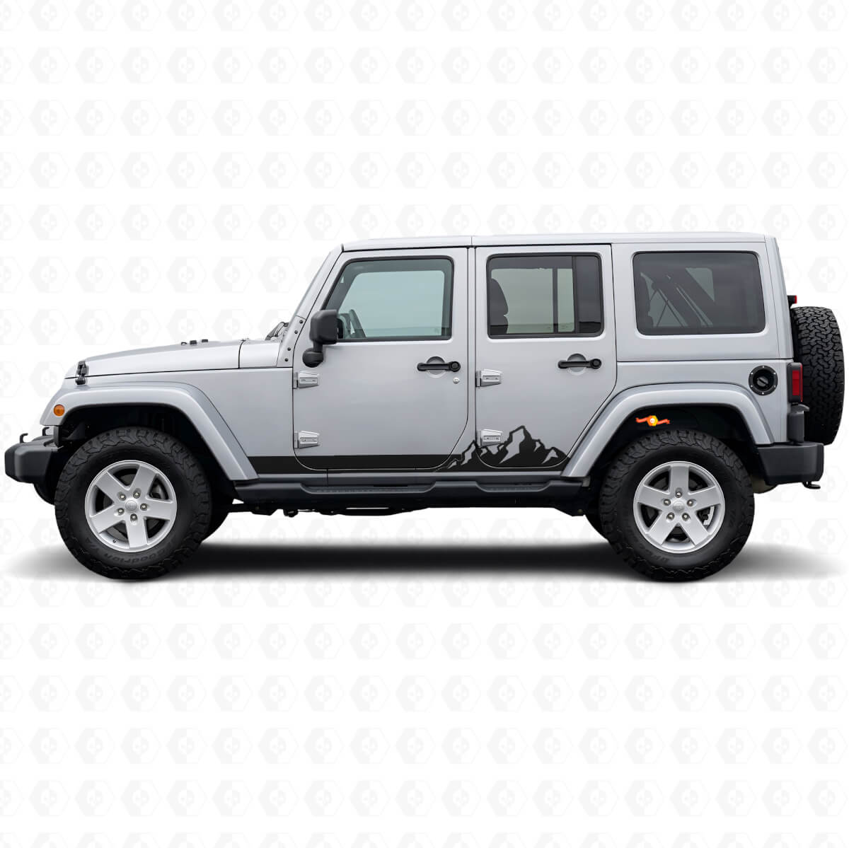 Autocollant Vinyle Latéral à Fines Rayures Montagnes pour Jeep Wrangler JK 2007-2018