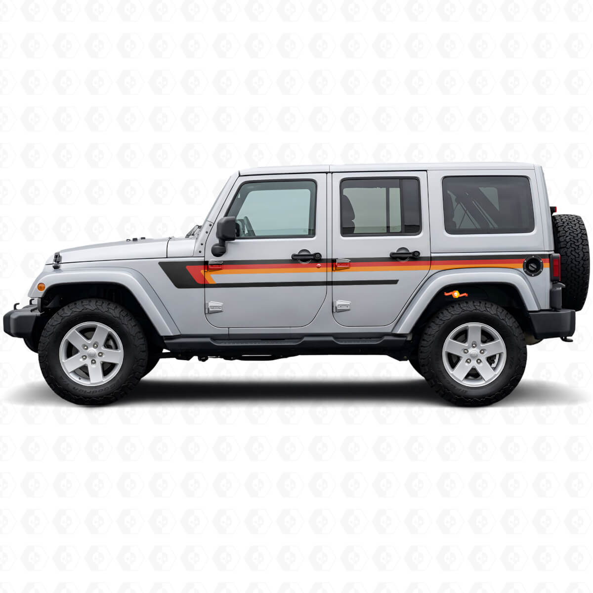 Autocollant en vinyle à triple bandes pour porte Jeep Wrangler JK 2007-2018
