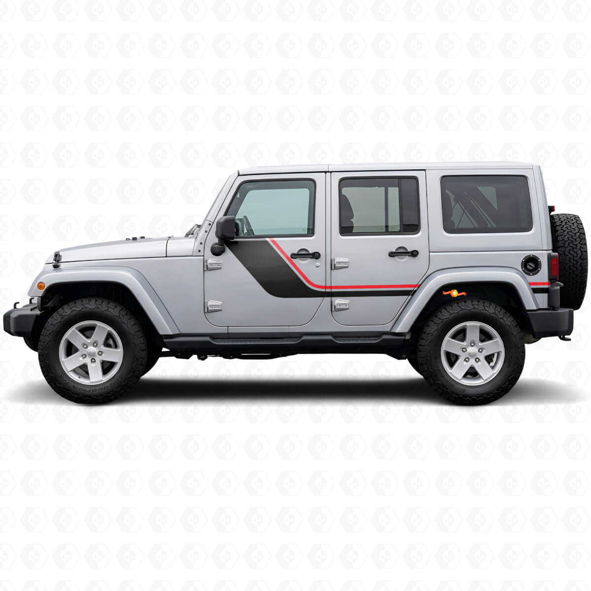 Autocollant Vinyle Latéral à Bandes Jumelles pour Jeep Wrangler JK 2007-2018