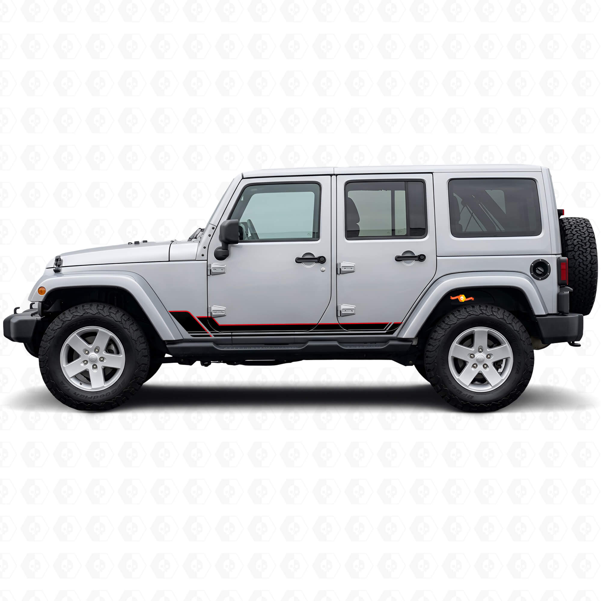 Autocollant en vinyle à bandes jumelles pour bas de caisse Jeep Wrangler JK 2007-2018