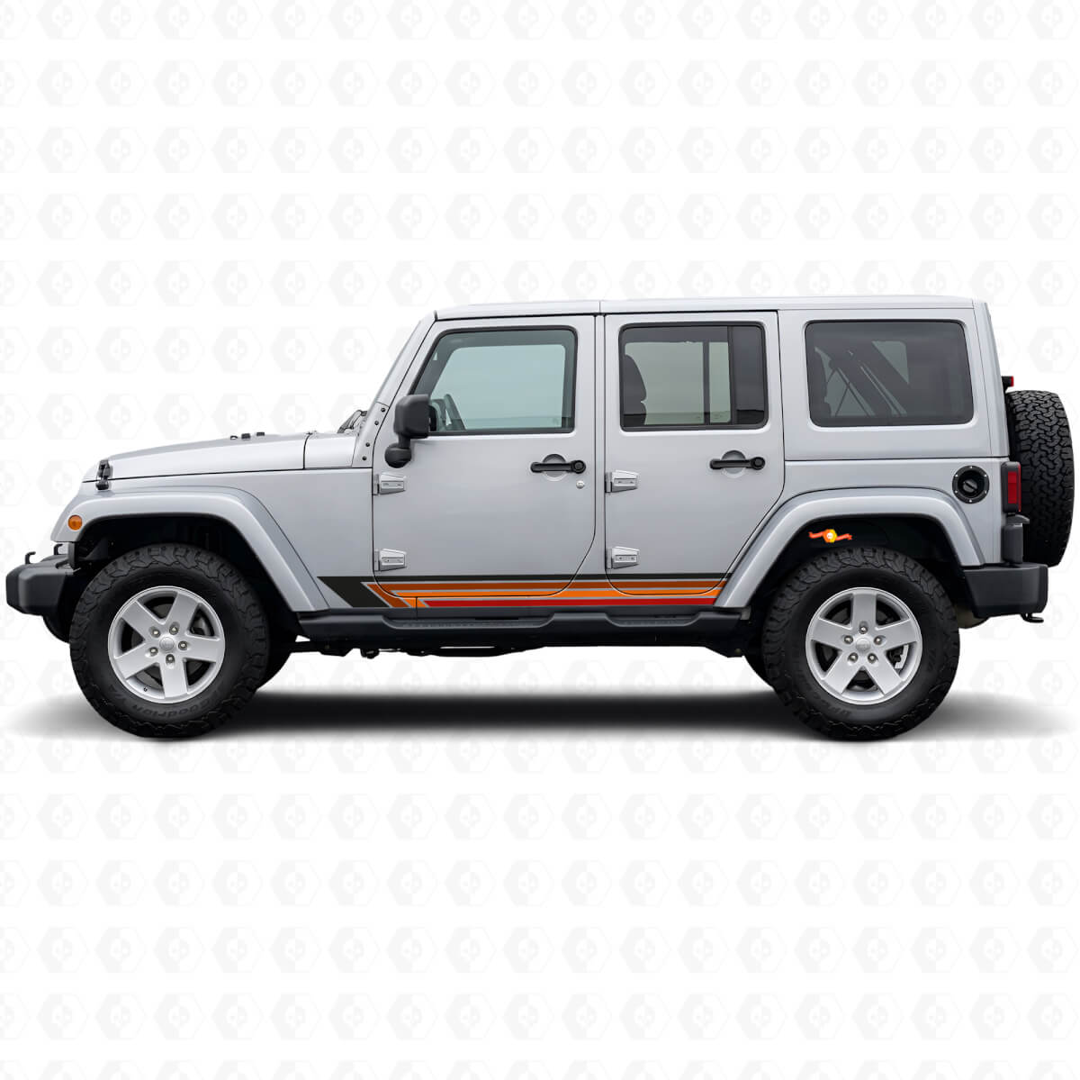 Autocollant Vinyle Latéral Rayures Droites Vintage pour Jeep Wrangler JK 2007-2018