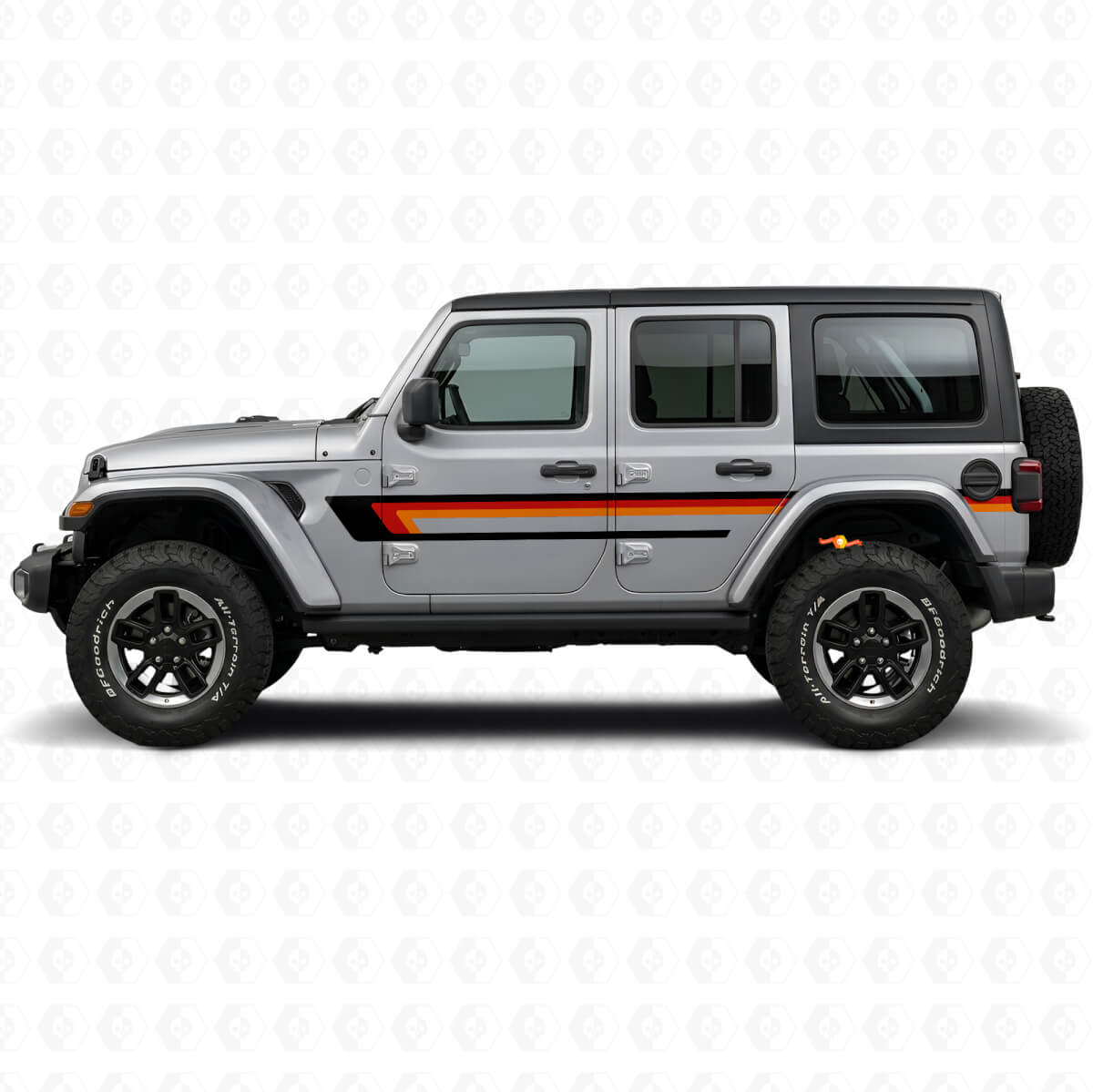 Déco Vinyle Bande Triple sur Porte pour Jeep Wrangler JL 2018+
