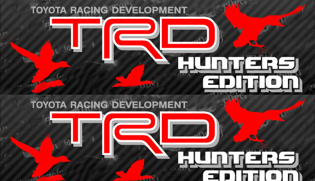 2 AUTOCOLLANTS TOYOTA TRD HUNTER EDITION DECAL AUTOCOLLANT TOUT TERRAIN Montagne AUTOCOLLANT vinyle latéral TRD racing development
