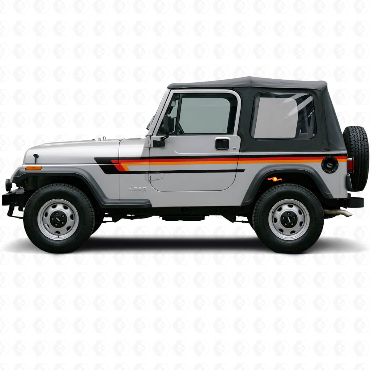 Autocollant en vinyle à triple bandes latérales pour portière Jeep Wrangler YJ 1987-1995