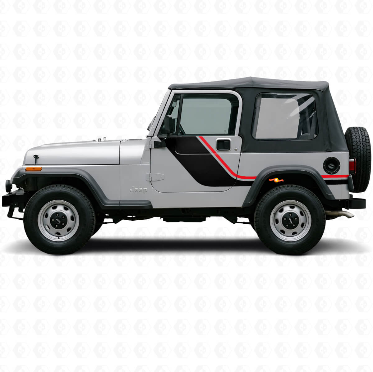 Autocollant vinyle latéral à doubles bandes pour Jeep Wrangler YJ 1987-1995