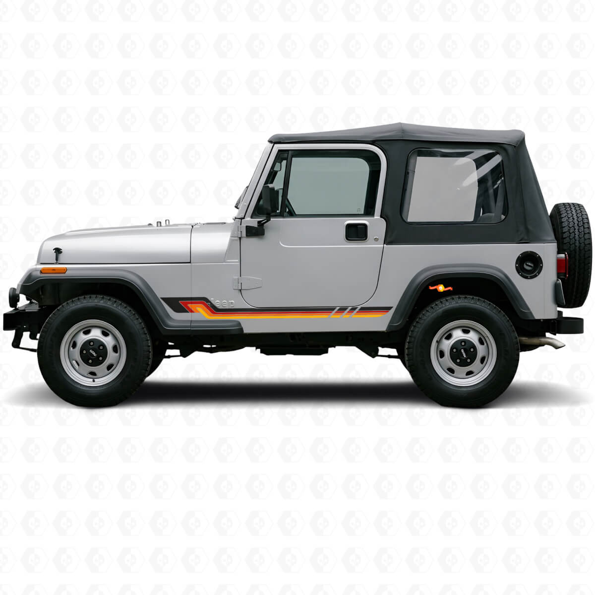 Autocollant vinyle à bandes latérales style vintage pour Jeep Wrangler YJ 1987-1995