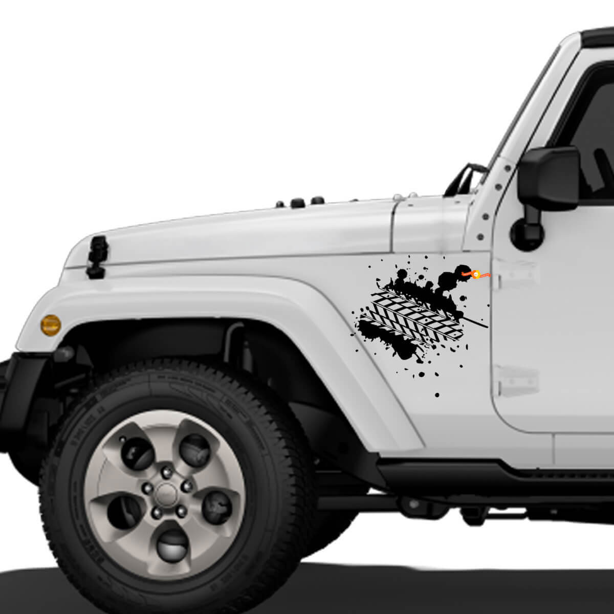 Autocollant vinyle traces de pneus boueux pour panneau latéral Jeep Wrangler Rubicon Renegade