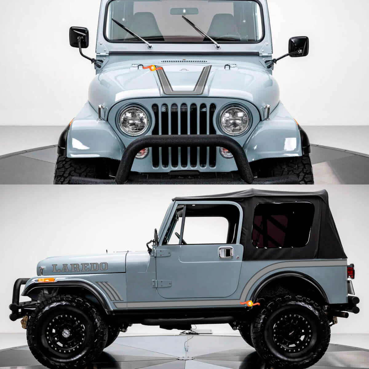 Kit de graphiques Laredo Autocollants en vinyle pour Jeep Wrangler Rubicon CJ7