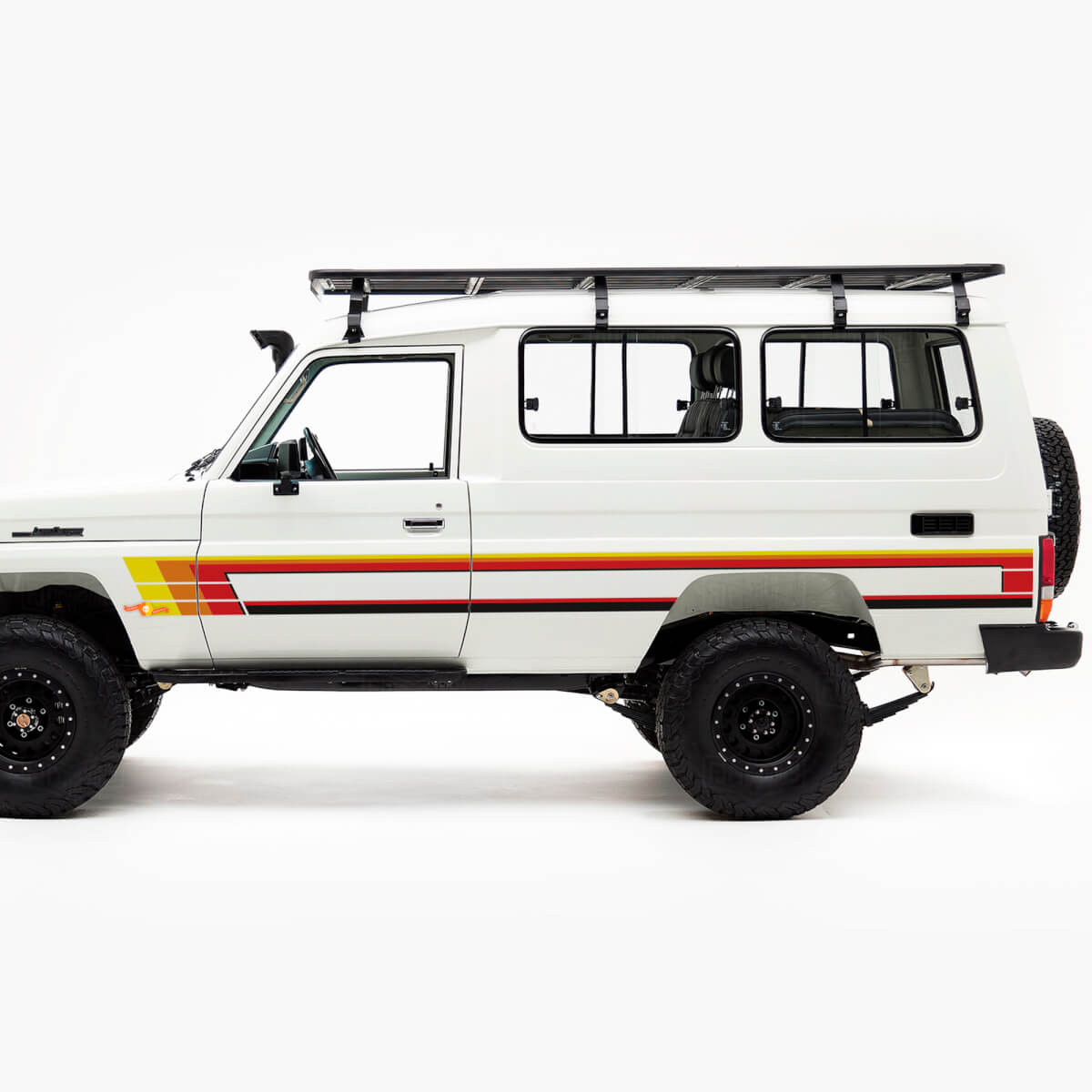 Kit d'autocollants en vinyle avec bandes latérales style vintage pour Toyota Land Cruiser J75