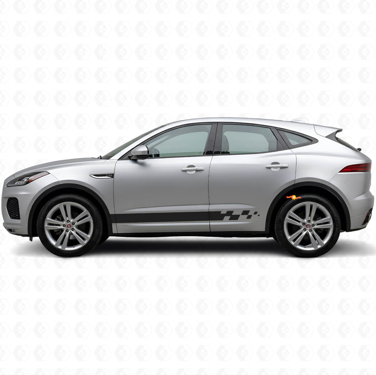 Kit d'autocollants en vinyle à rayures latérales damier pour Jaguar E-Pace 2017-2022