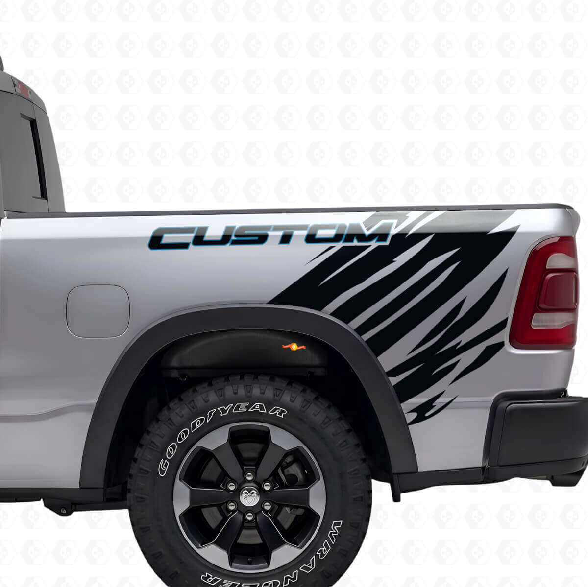 Kit de décalcomanie vinyle arrière latéral style grunge contour personnalisé pour Dodge Ram