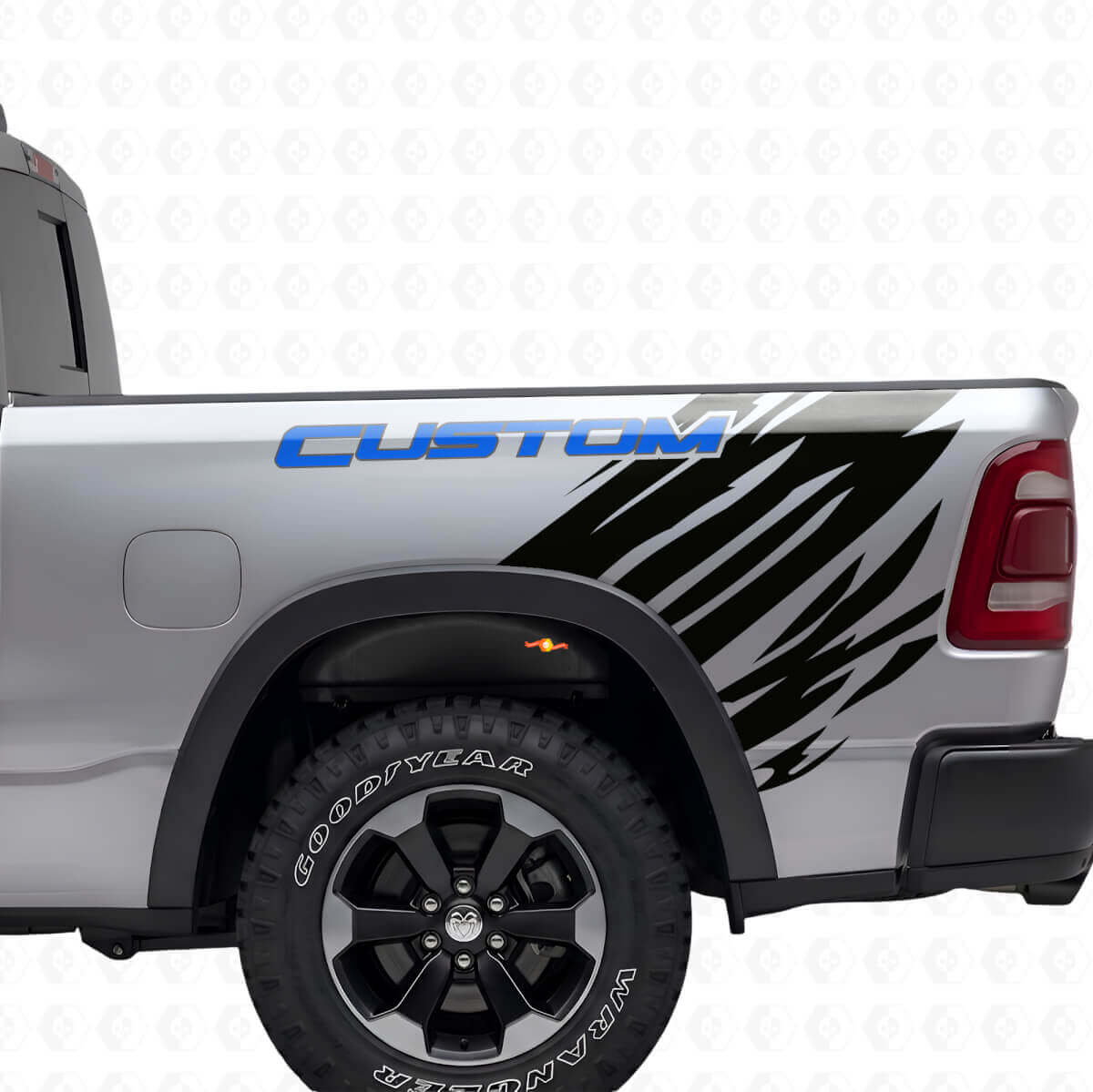 Kit d'autocollants en vinyle style grunge avec lettrage personnalisé pour arrière latéral Dodge Ram