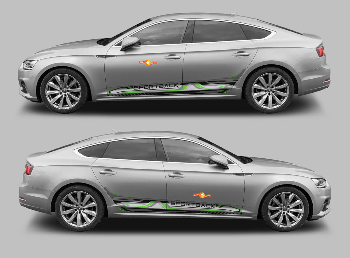 Kit de décalcomanies en vinyle bandes latérales style Techno Sportback pour Audi A5