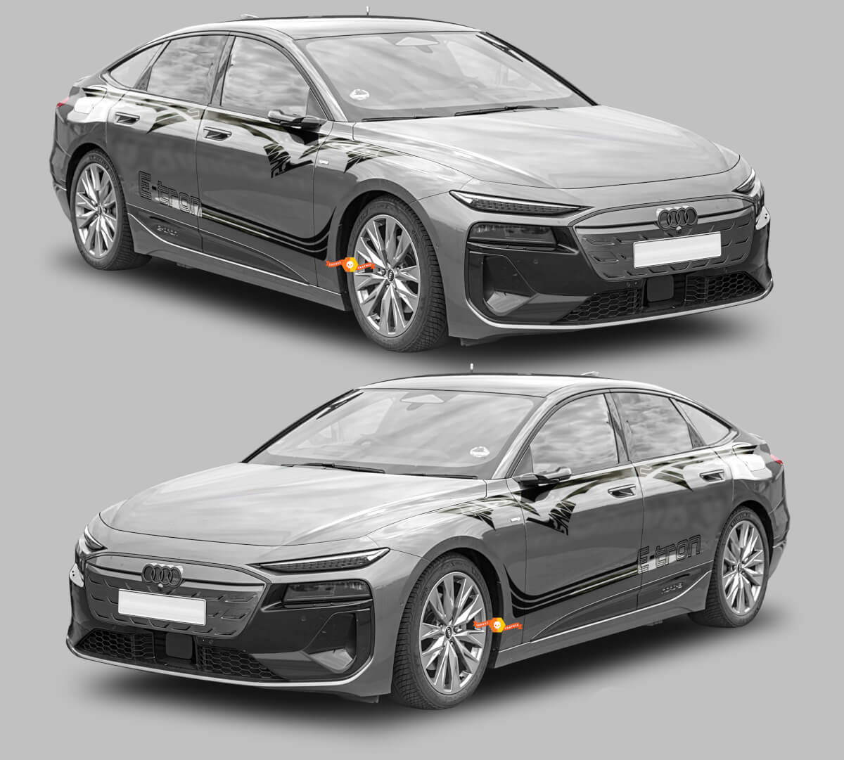 Kit d'autocollants vinyle bandes latérales style tribal pour Audi A6 Sportback E-Tron