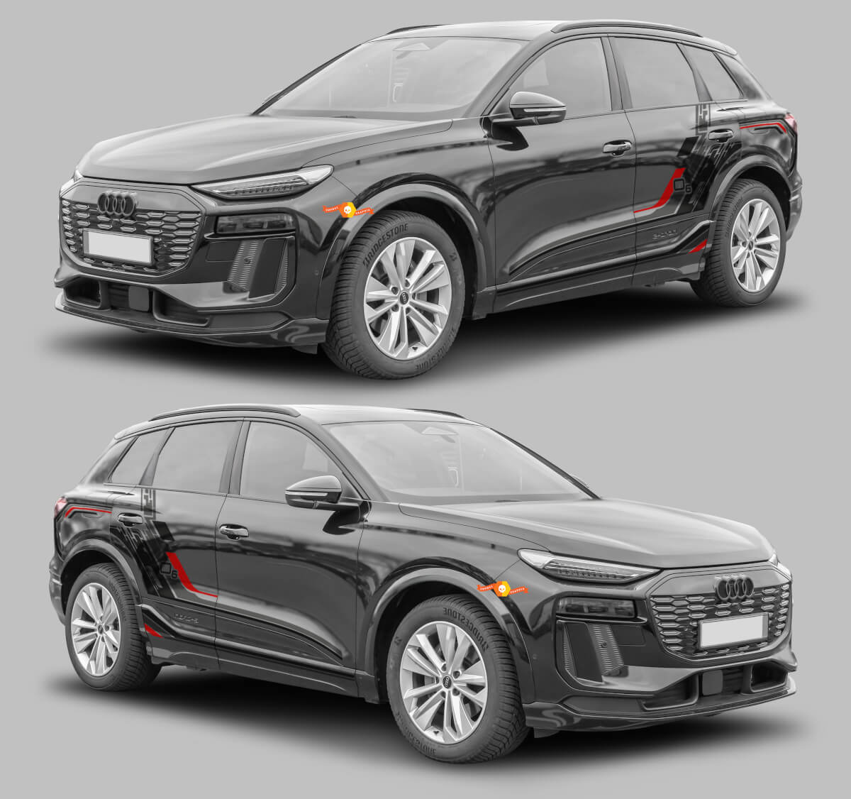 Kit d'autocollants vinyl bandes latérales Techno Style pour Audi Q6 E-Tron