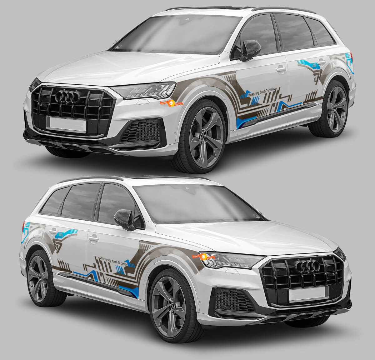 Kit d'autocollants en vinyle à bandes latérales style graphique techno pour Audi Q7