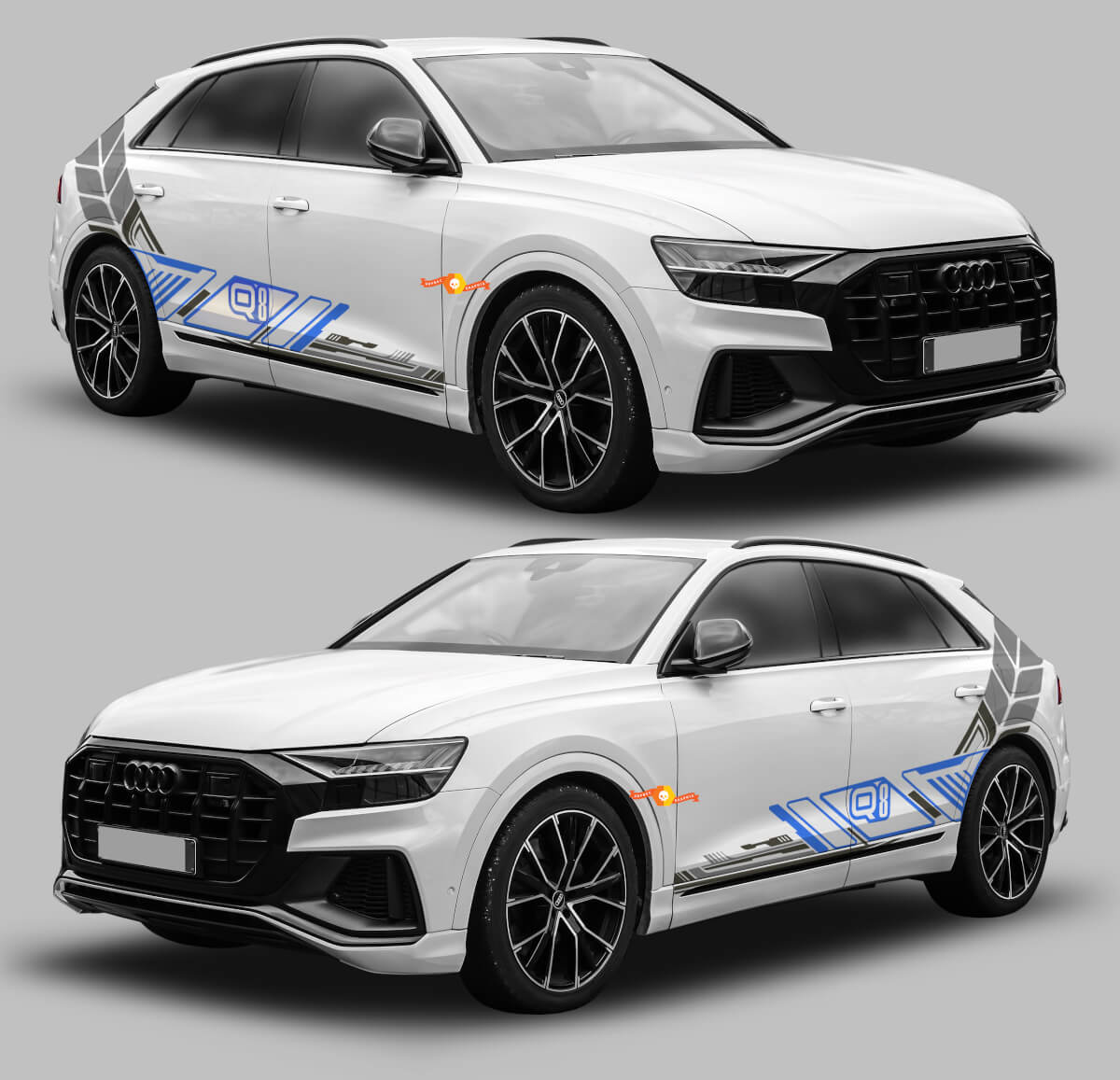 Kit de Stickers Vinyle Bande Latérale Style Graphique Techno pour Audi Q8