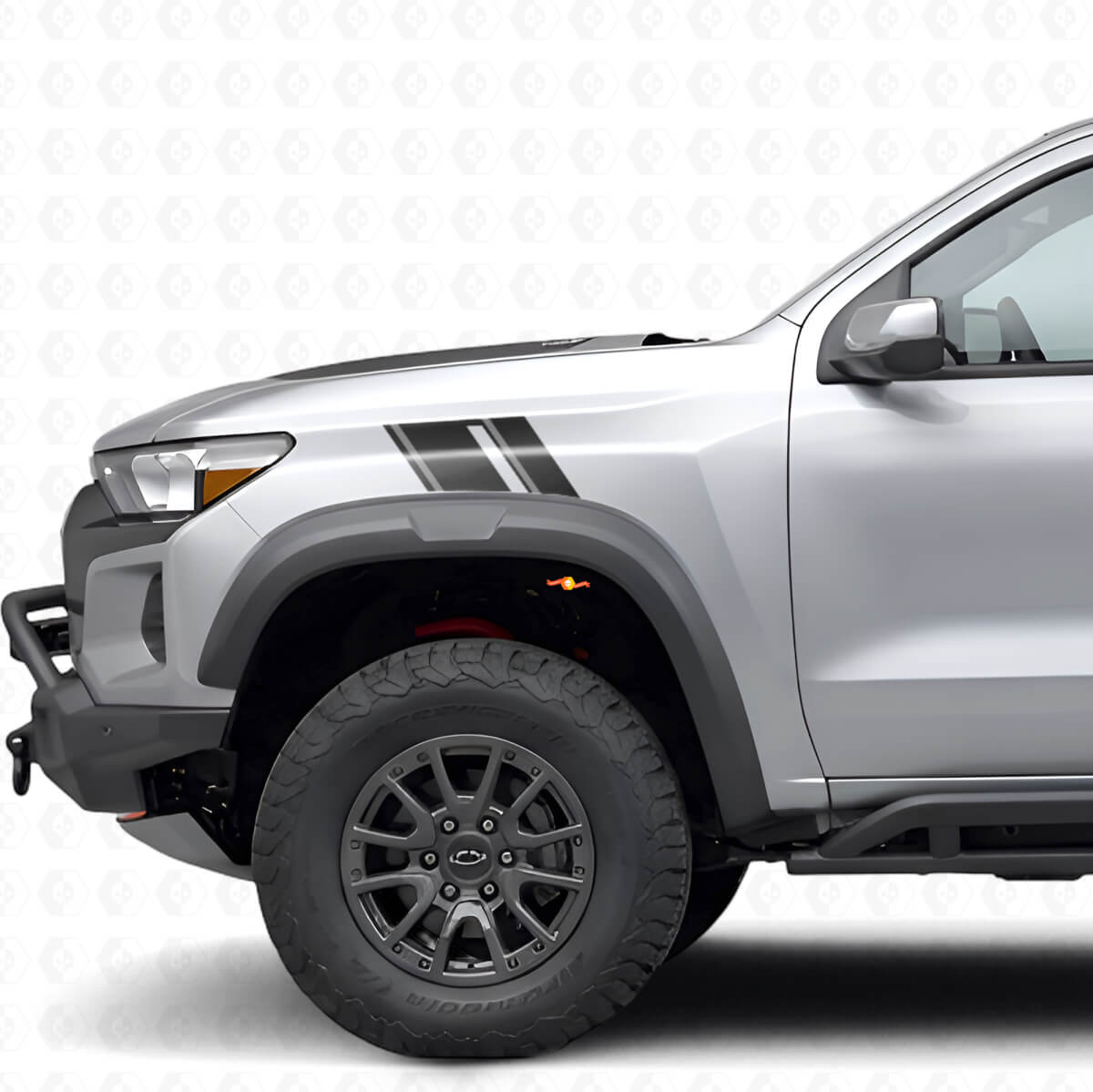 Kit d’autocollants en vinyle à bandes doubles pour ailes avant pour Chevrolet Colorado ZR2