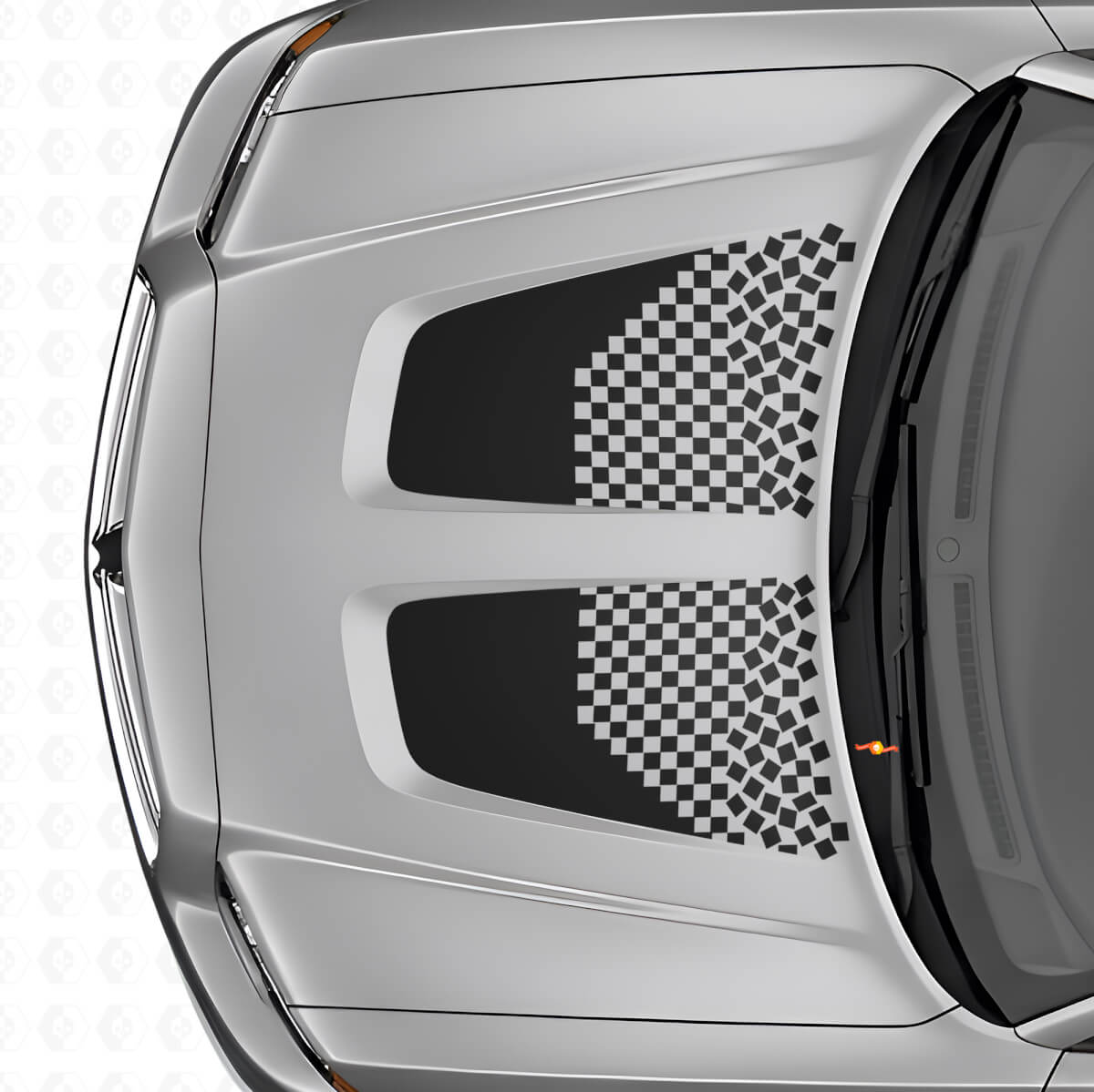 Ensemble d'autocollants en vinyle à rayures damier doubles pour capot pour Dodge Charger