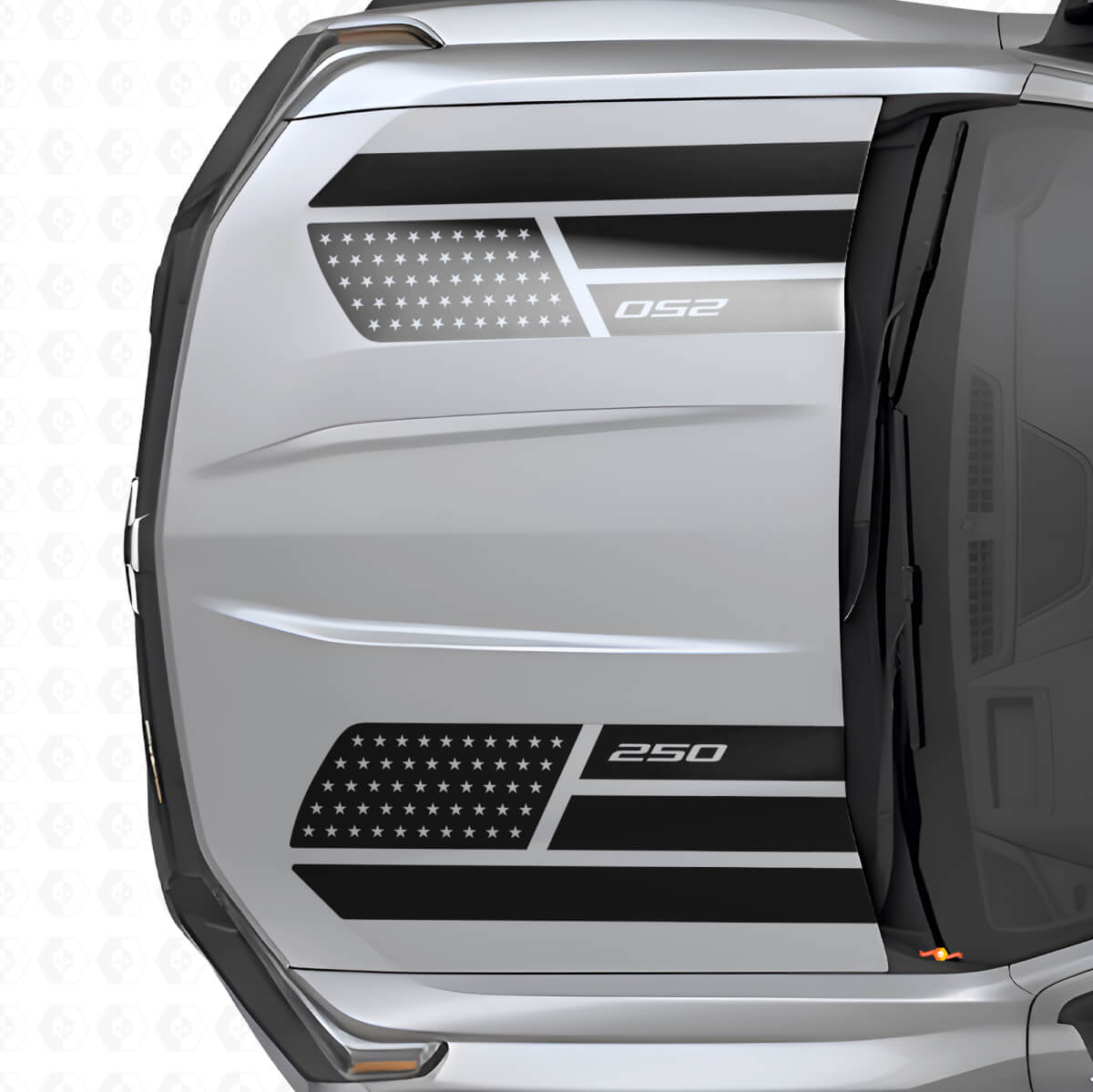 Ensemble d'autocollants vinyle bandes capot style Étoiles et Acier avec drapeau des États-Unis pour Chevrolet Colorado