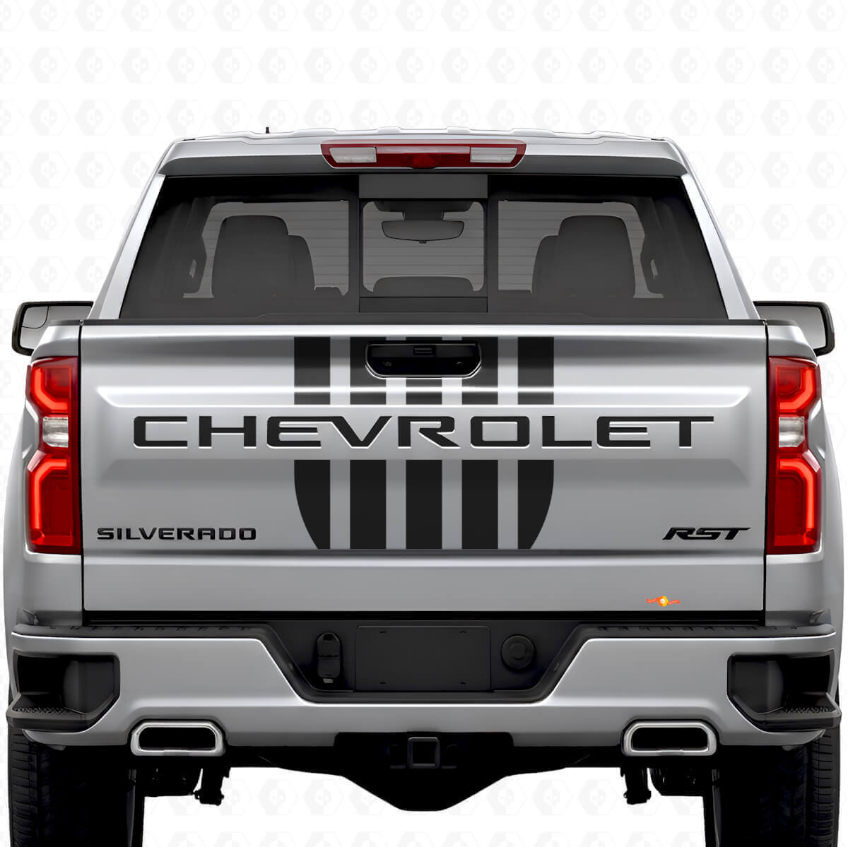 Autocollants en vinyle style Étoiles & Acier pour hayon Chevrolet Silverado