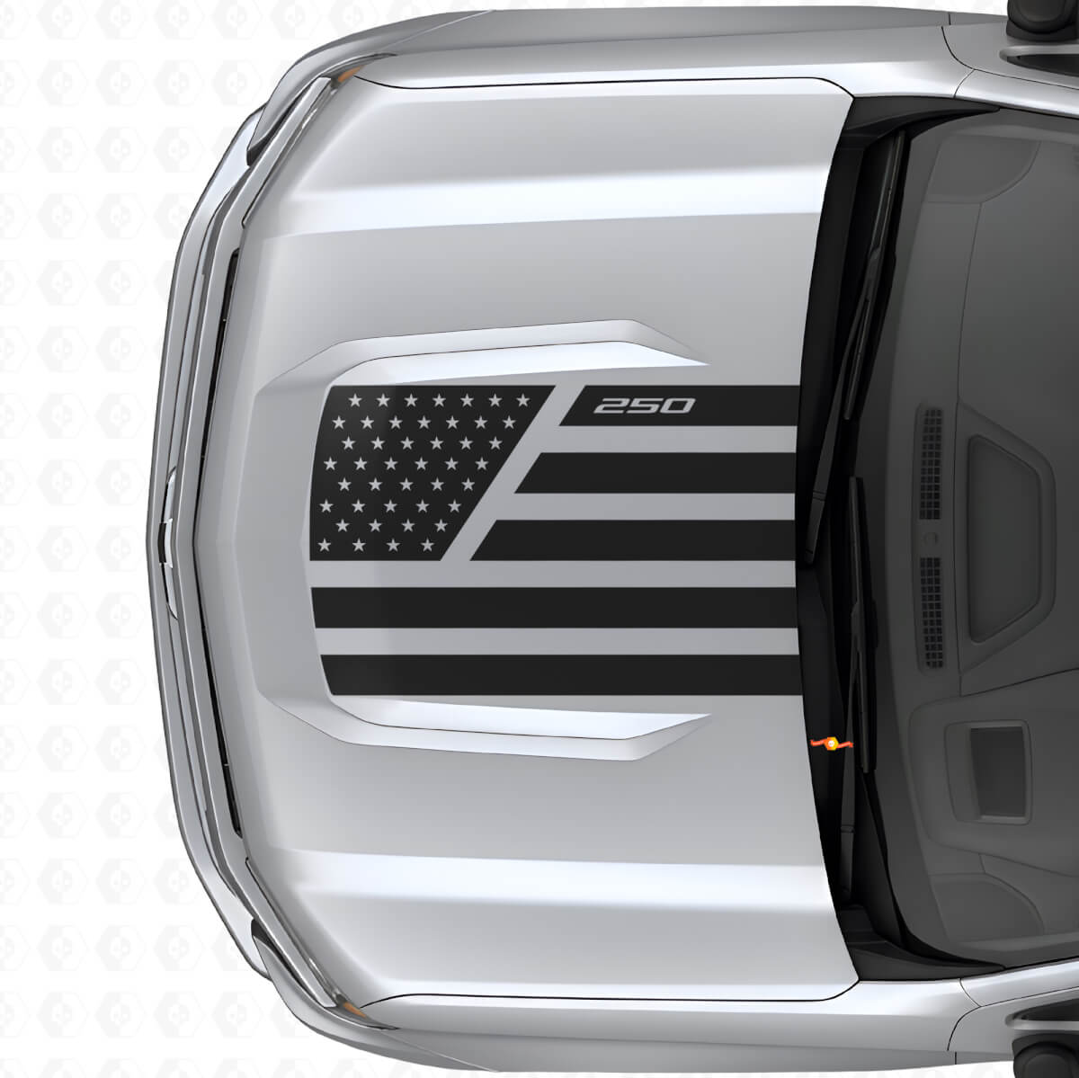 Autocollant en vinyle style étoiles du drapeau USA & acier pour capot Chevrolet Silverado 1500 2026