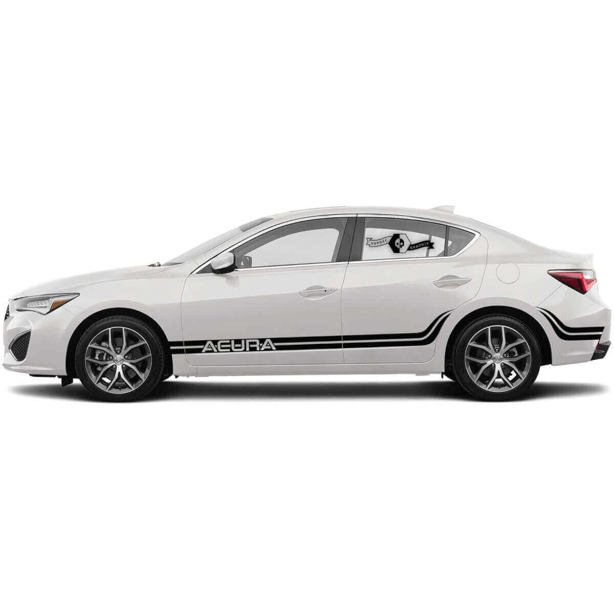 Kit d'autocollants vinyle à bandes latérales courbes doubles pour Acura ILX