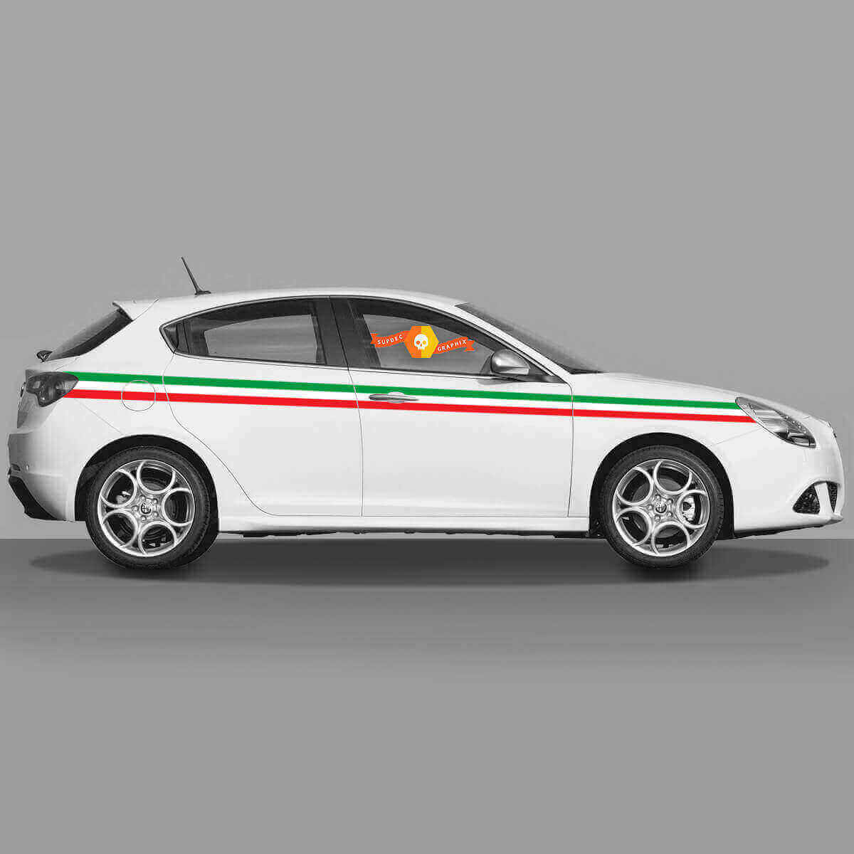 Kit d'autocollants vinyle bandes latérales style drapeau italien pour Alfa Romeo Giulietta